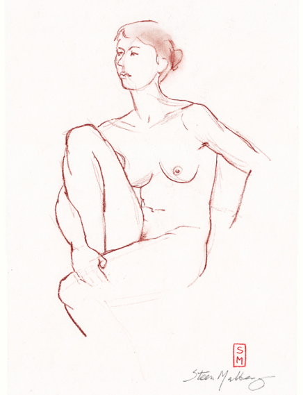 croquis, nude, tegning, nøgen model