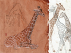 giraffer, akvarel, giraffe, giraffes watercolour