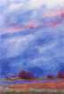 Sunset at the marsh, blue, watercolour, farm, marsk, bønder, bonde